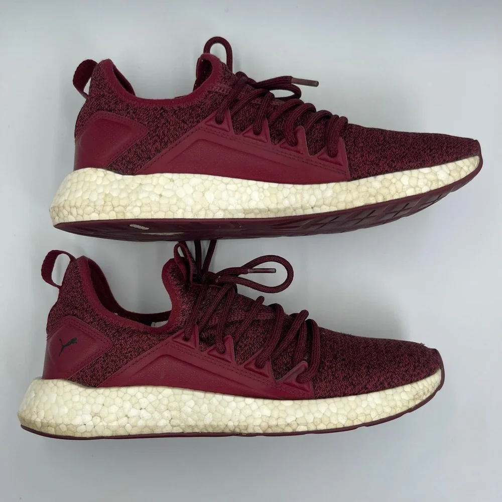 Puma NRGY Neko Knit Sneakers Men's Size 9.5 Burgundy Red Running Soft Foam Shoes